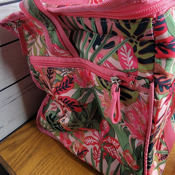 Vera Bradley Cooler Pink Tropical Palm Trees Picnic Beach Lunch New - Picture 5 of 12